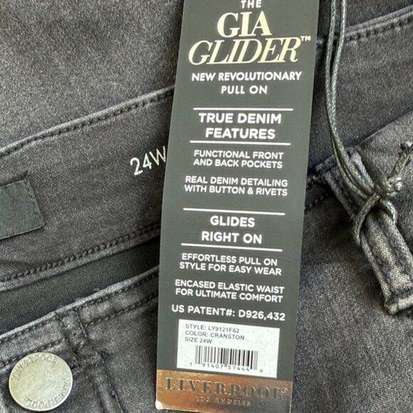 Liverpool Gia Glider Pull ON Charcoal Jean Shorts - 24W - Picture 4 of 6